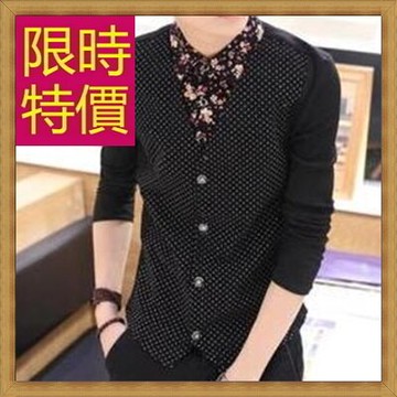 現貨+預購 長袖襯衫針織T恤-假兩件造型修身男上衣2色59ac48【獨家進口】【米蘭精品】