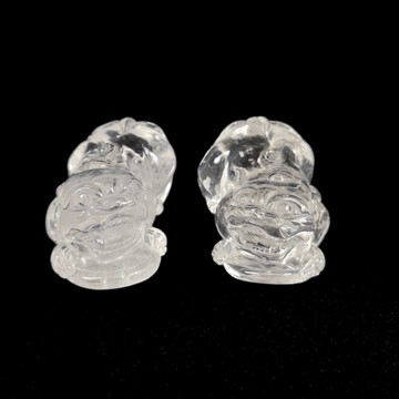 《博古珍藏》天然巴西白水晶貔貅一對．500公克．頂級全美．鎮宅開運風水招財．辦公室擺飾．底價回饋