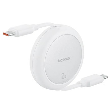 Baseus倍思 明鏡Mini系列 Type-C to Type-C 60w 伸縮收納 快速充電線 1m皓月白