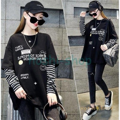Tシャツ レディース レイヤード 長袖 重ね着 カットソー ブラウス ゆる 着痩せ トップス 春服 通販 Lineポイント最大get Lineショッピング
