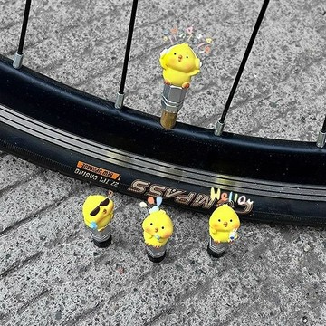 💯台灣出貨💯氣門嘴 自行車氣門嘴 輪胎氣門嘴 套裝飾小黃鴨可愛創意轉換頭法嘴美嘴輪胎充氣孔