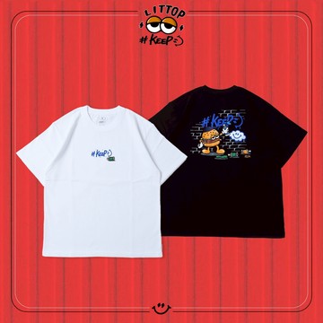 #KEEP X LITTOP BURGER DOODLE 黑色 白色 聯名款 日頭漢堡 塗鴉牆 短TEE【KS304】