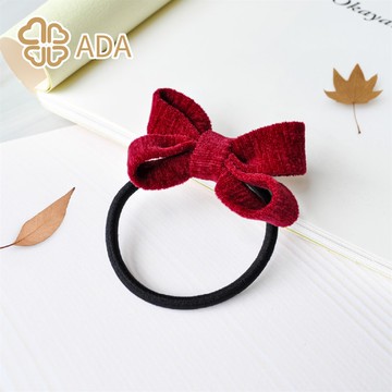 ADA絨布蝴蝶結髮束紅