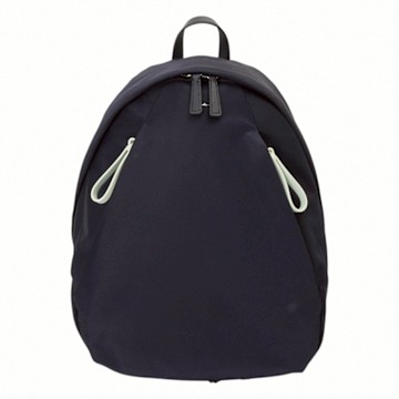 agnes b.  金字雙側拉鍊尼龍弧型手提後背包(深墨藍)中