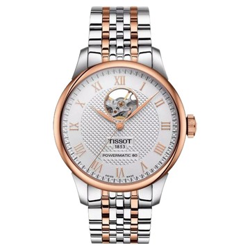 TISSOT 天梭 Le Locle開芯鏤空機械錶 39mm  銀色 + 玫瑰金色