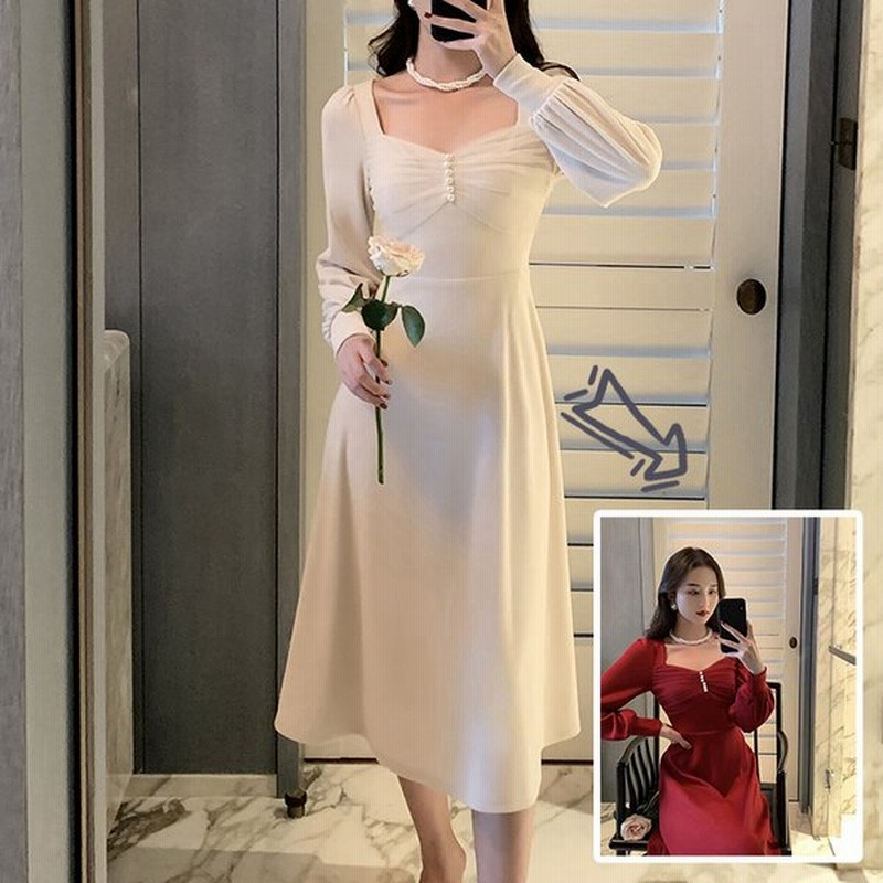 ワンピース ドレス レディース 女性 パーティドレス ボートネック スカート ロング丈 長袖 タイト 春秋冬 フォーマル 大人 パール オシャレ 披露宴 通販 Lineポイント最大0 5 Get Lineショッピング