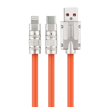 [RONEVER] 二合一液態軟膠充電線(C+IOS) VPC178-1 橘