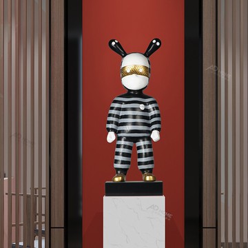 現代抽象人物擺件樣板間軟裝雕塑新中式家居客廳創意卡通裝飾品