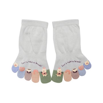 立體膠印造型五趾船襪-烘焙豬 - 烘焙豬灰