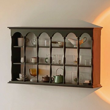 免運 開立發票 復古 實木 置物茶杯架 中古美式咖啡馬克杯上牆壁掛收納架 裝飾吊櫃特惠/開立發票K1015