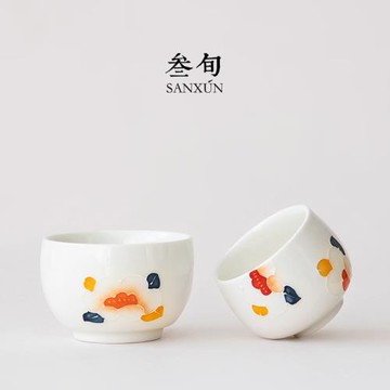 叁旬馨香滿園茶杯陶瓷主人杯家用品茗杯泡茶杯功夫茶具個人杯輕奢
