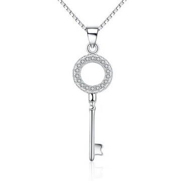 現貨+預購 925純銀項鍊鑲鑽吊墜-大方古典圓形鑰匙七夕情人節生日禮物女配件銀飾73am164【獨家進口】【米蘭精品】