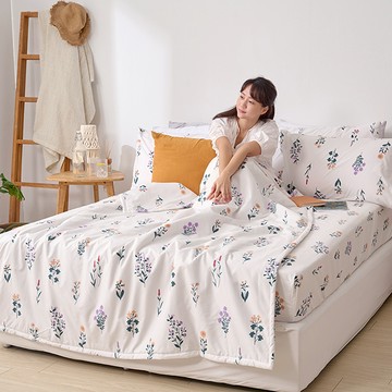 床包涼被組-單人 / 舒柔棉三件式 / 紫薇白茵