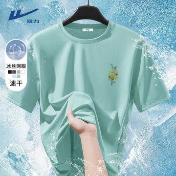 回力冰絲速干短袖t恤男2025新款夏季薄款男士網眼運動半截袖男款T