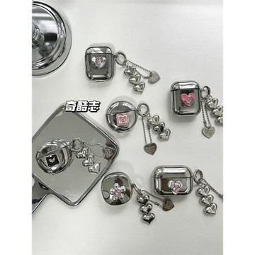 個性簡約適用于倍思airgo as01藍牙充電倉保護套as01潮酷少女心AS01高級硅膠套電鍍愛心防摔軟殼無線耳機套