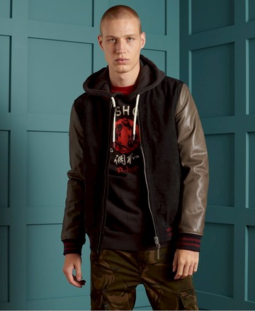 跩狗嚴選 特價代購 極度乾燥 Superdry Varsity 真皮 棒球夾克 外套 麂皮拼接 皮衣 牛巴革 磨砂皮夾克 絨面皮 海軍深藍