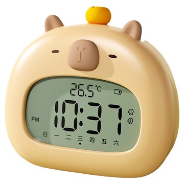 西格傢飾 卡皮巴拉鬧鐘 兩組 貪睡功能 夜燈  卡其色