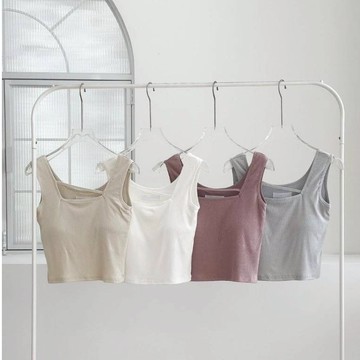 【太妮絲R189】現貨 韓系 胸墊背心 小設計 手掌胸墊 厚墊 小可愛 質感 性感 方領 寬