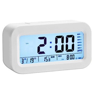 咪咪購物 多功能LED電子鬧鐘 13.8 x 7.6 x 4.7cm 白色 - 時間日期溫度顯示