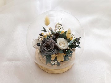 小夜燈 小圓球 生日禮物 情人節 母親節禮物 乾燥花 玻璃罩永生花