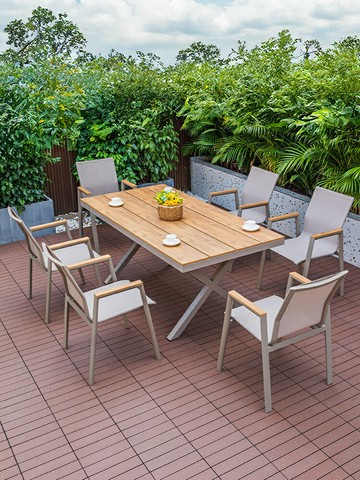 含運 庭院休閒戶外桌椅防水茶桌組合花園露天北歐庭院休閑三件套陽臺奈雪茶桌椅