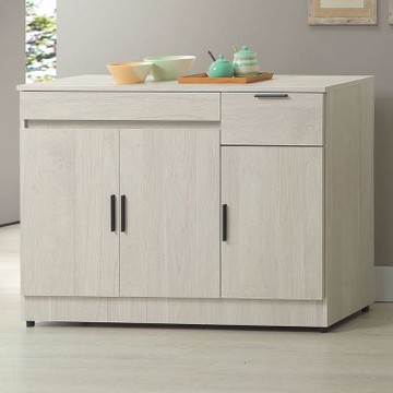 文創集 卡帝4尺三門二抽低餐櫃(內含刀叉收納抽屜)-121x40x83cm免組