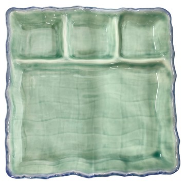 仕切皿 Set 陶瓷材質 適用溫度-30°C~100°C  浪邊綠釉  1個