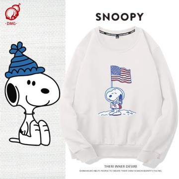 史努比衛衣男聯名ins超火寬松新款2022秋冬季潮牌加絨外套上衣服