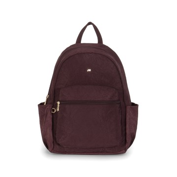 J II 後背包-沐晨壓紋防潑水後背包-酒紅色-6608-7