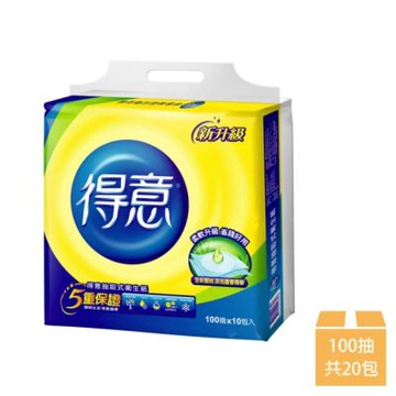 【得意 】連續抽取式花紋衛生紙 100抽x10包x2串