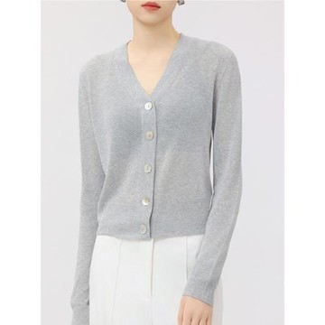 V領長袖針織衫上衣女秋季2025新款高級感修身冰涼感薄款防曬開衫