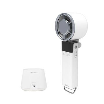LaPO 沁冷多功能三用風扇-含桌上型充電座 白色 LF03-WH＋FS-01-WH_廠商直送
