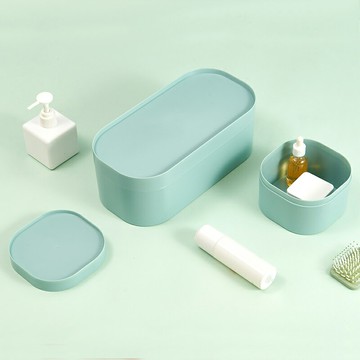 家用純色抽屜化妝品收納格分格內衣褲整理盒桌面雜物彩妝帶蓋小盒