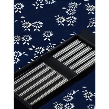 豐谷廚具高端食品級304不銹鋼筷子不變形防滑防燙金屬方形耐用