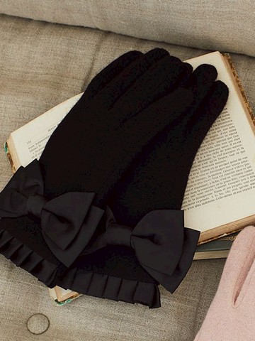 甜美蝴蝶結荷葉邊保暖手套(8A43FKJ0300) - Maison de FLEUR