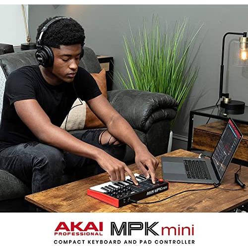 Akai Pro MIDIキーボードコントローラー ミニ25鍵USB ベロシティ対応8ドラムパッド 音楽制作ソフト MPK mini mk3