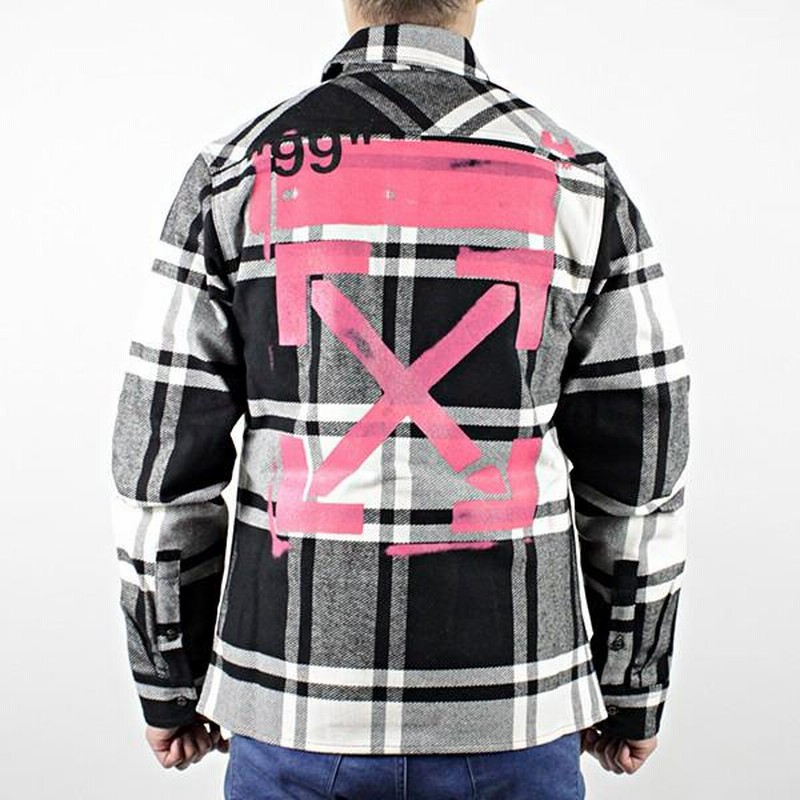 Off-White オフホワイト STENCIL FLANNEL SHIRT ステンシル フランネル ...