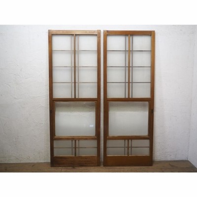 独特な店 タJ0126◇(1)【H64cm×W126cm】◇アンティーク◇ゆらゆらガラスの 建具