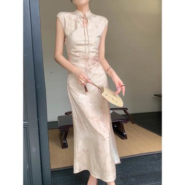 JWUNIQUE酒窩新中式國風改良旗袍連衣裙女2026夏季開叉包臀中長裙