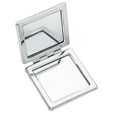 reflects 方型雙面隨身鏡 PU皮革 鋼 玻璃 尺寸6x6x1.2cm  白色  1個