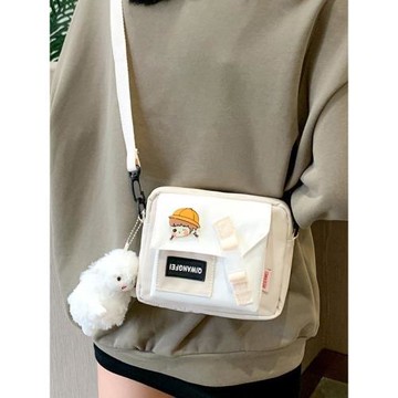 網紅帆布小包包女2025新款日系可愛學生單肩包ins百搭撞色斜挎包