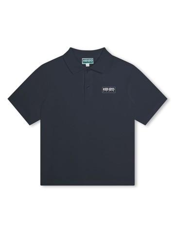 Kenzo Kids - logo-print piqué-weave polo shirt - kids - Cotton - 3 - Blue