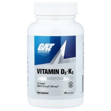 GAT, 運動，必需，維生素 D3 和 K2，60 粒素食膠囊