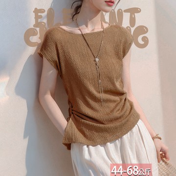 一字領可調抓皺純色上衣 M-2XL【295981X】【現+預】☆流行前線☆