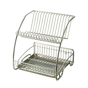 味美 不鏽鋼廚用雙層置物價平放 碗盤收納架