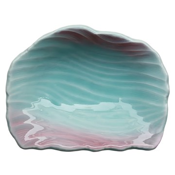 Minoya 美濃燒 日本製向付 17.5cmx13cm 陶瓷  紫藍水流紋  1個