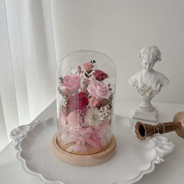 SEE 看見花藝設計 | 永生花 | 玫瑰 |晨曦玫紅玻璃花盅