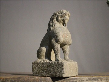 舊石器仿古石雕青石純手工風化老皮仿唐獅子茶席會所復古裝飾擺件