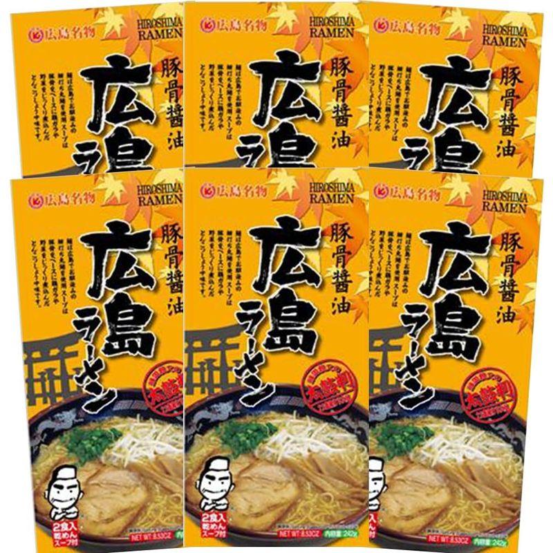 広島ラーメン 豚骨醤油 乾麺 １袋２食用 ６袋セット ご当地グルメ 福山クラタ食品