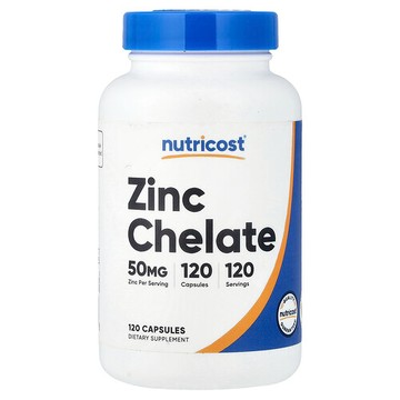 Nutricost, 鋅螯合物，50 毫克，120 粒膠囊